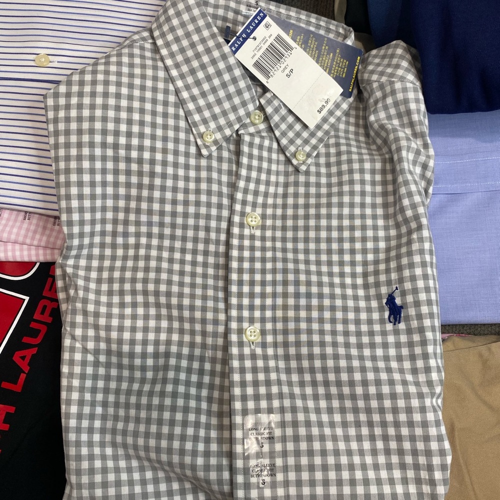 Polo Ralph Lauren Grey white gingham button down
